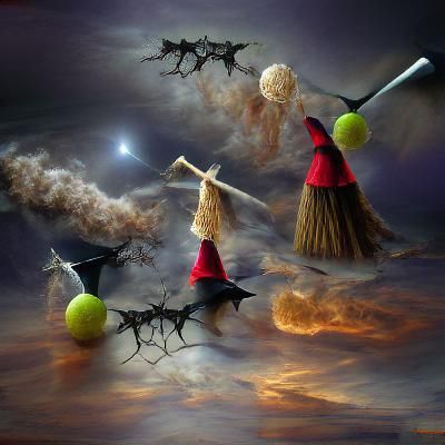 Witches Celebrate Christmas on Brooms