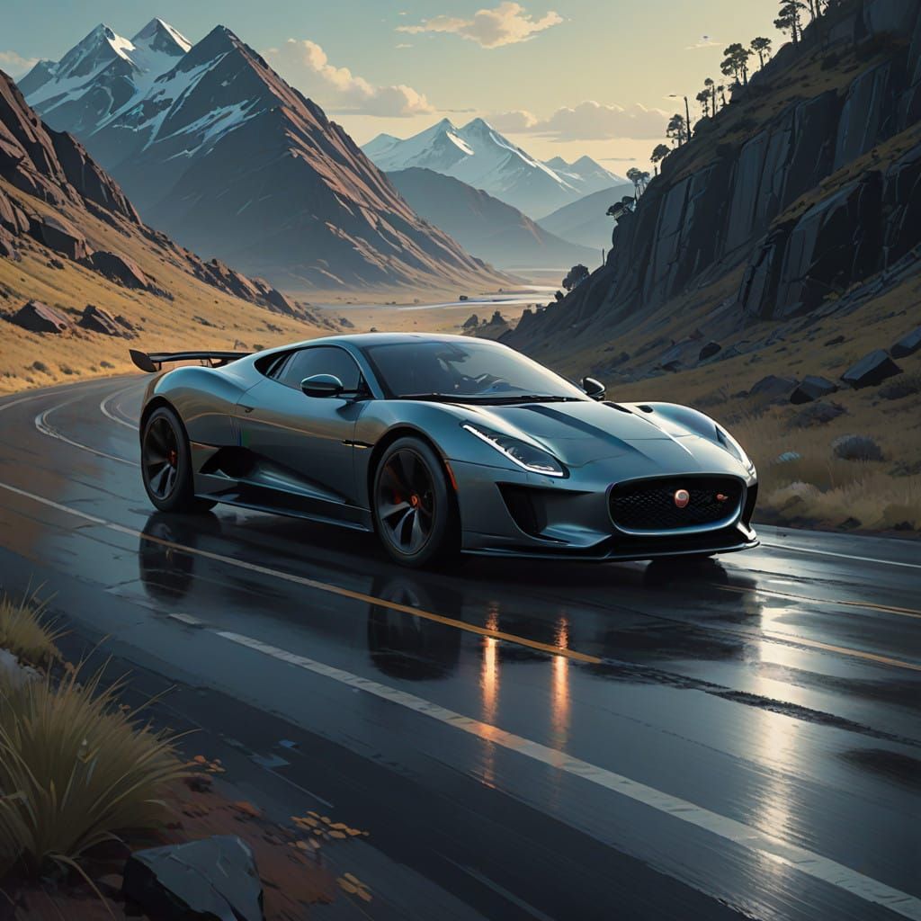 Epic Jaguar Hypercar Speeds Down Deserted Mountain Road