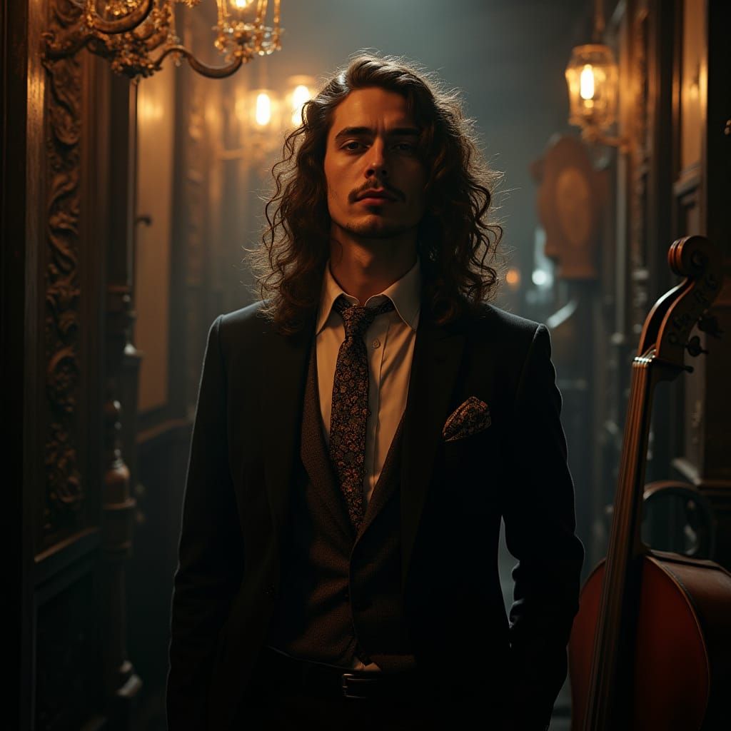 Southern Gothic Musician in a Haunting New Orleans Jazz Club