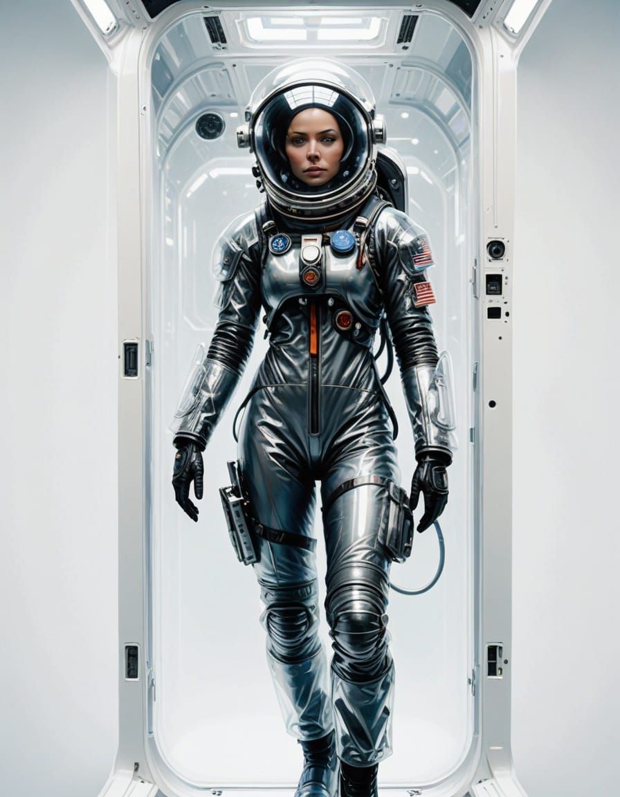 Astronaut in Spacesuit in Kelly Freas Aetherpunk Style