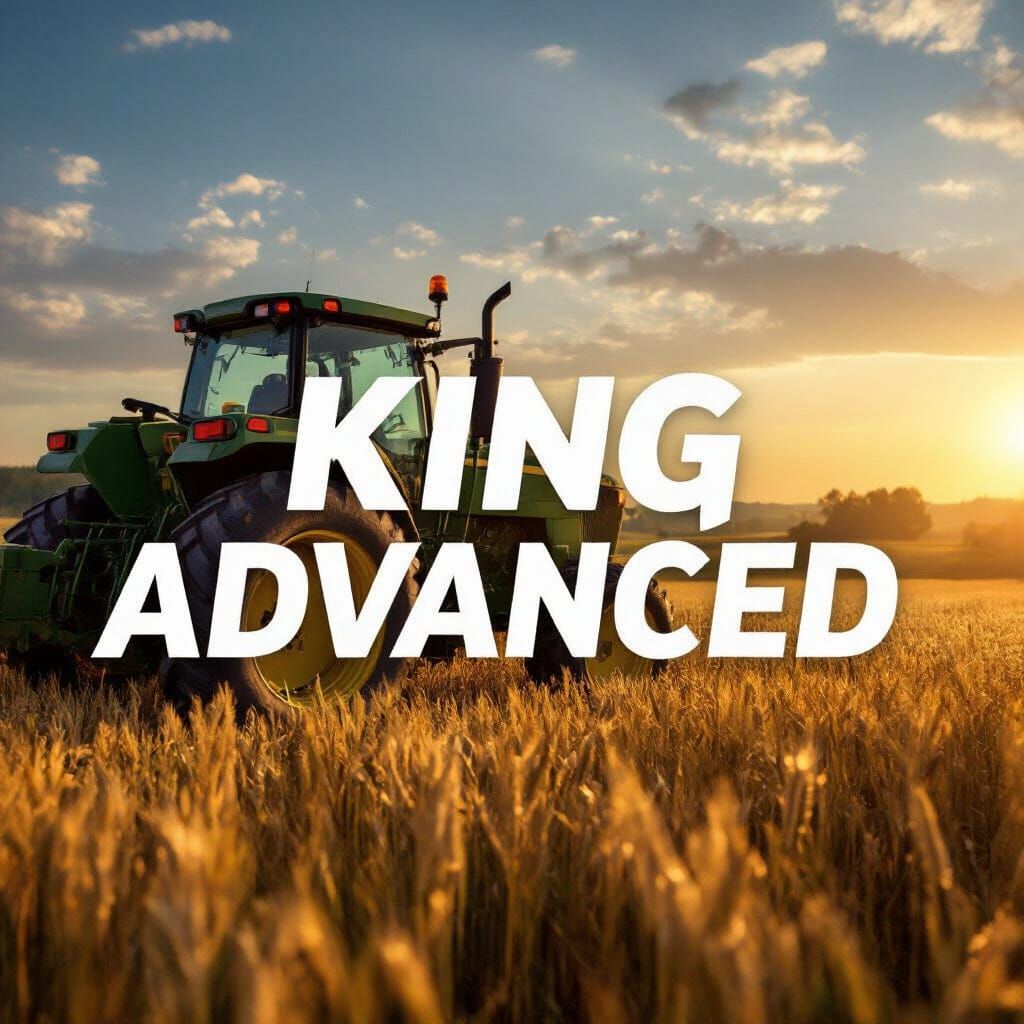 Realistic Farming Simulator YouTube Banner with "King Advanc...