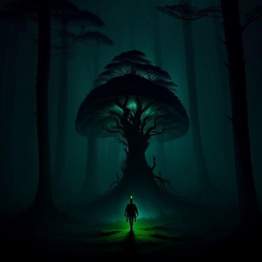 Eerie Dystopian Surrealism: Child in Dark Forest