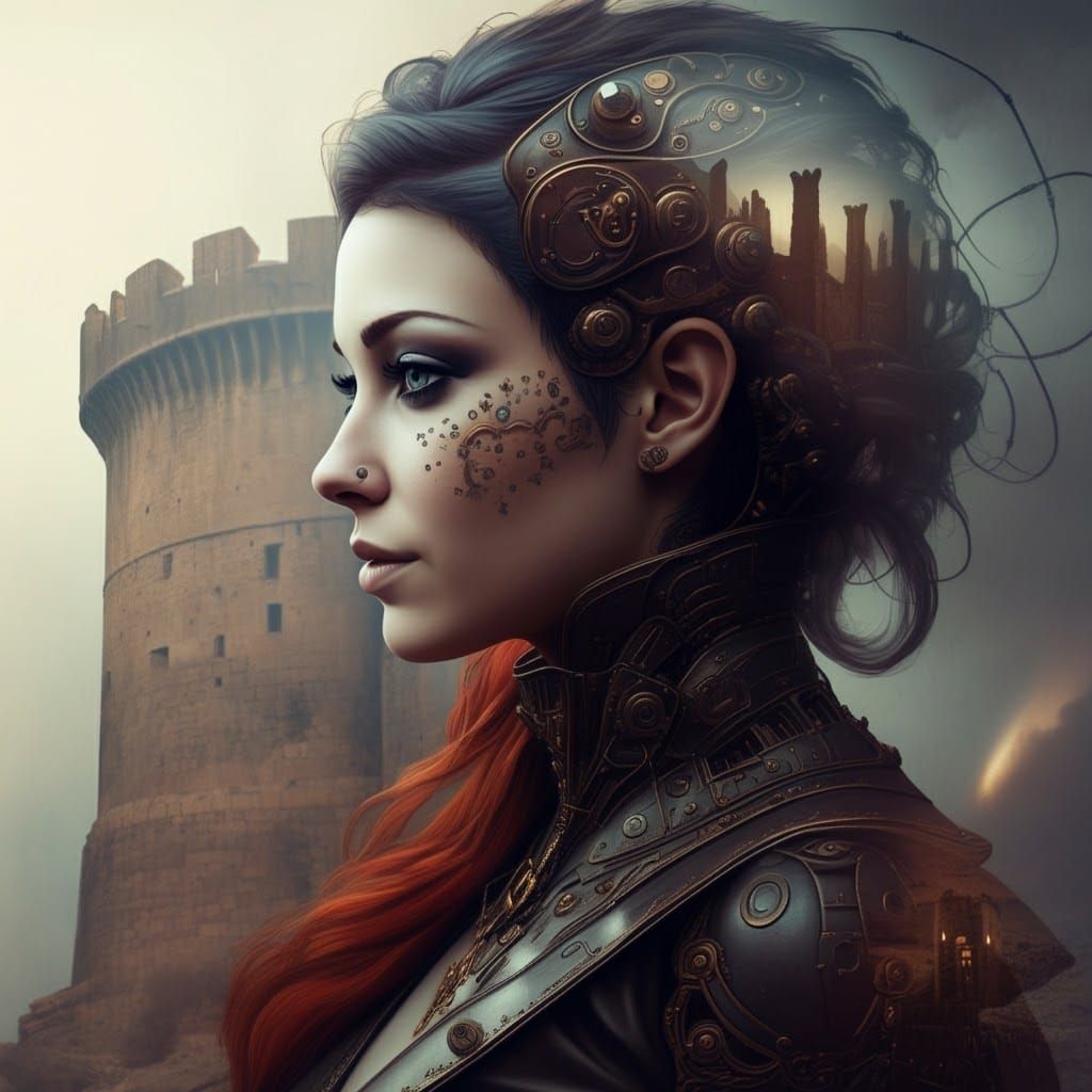 Biopunk Midwife Portrait with Filigree Details