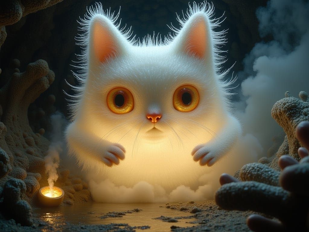 Ethereal Cat Lantern in Mystical Dreamscape