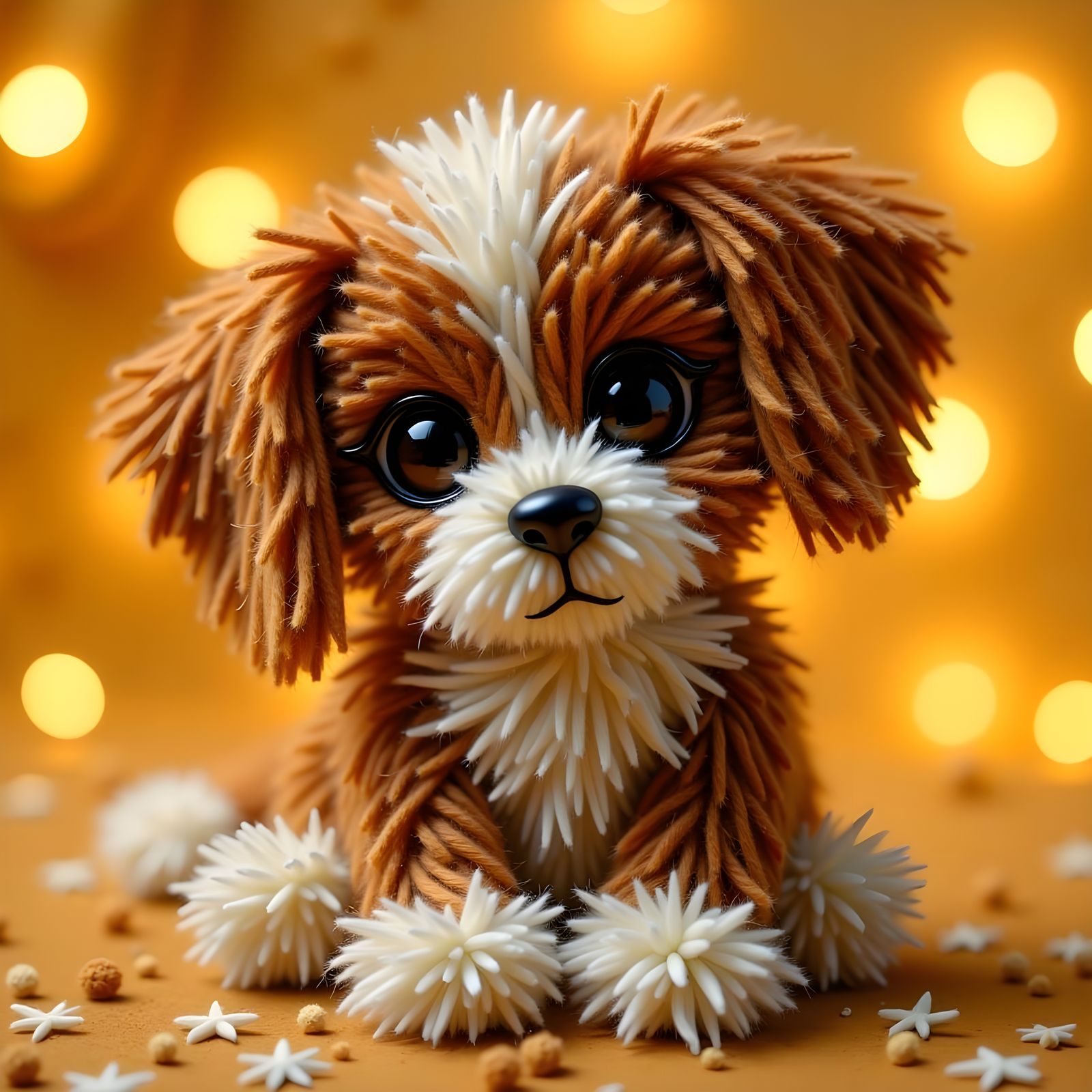Fluffy Puppy with Wool Textures in Fantasy Art Style