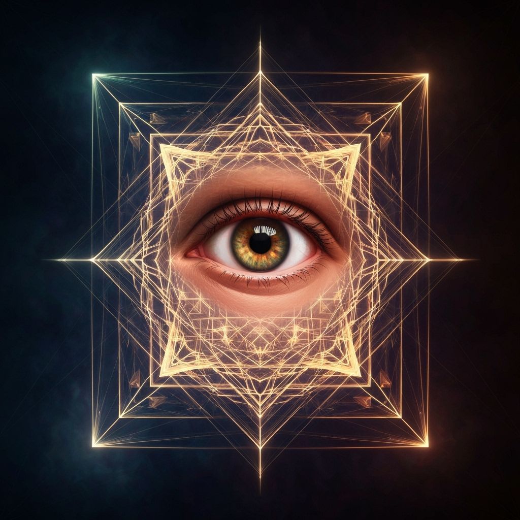 Abstract Perception Artwork: Eye Staring at Dissolving Patte...