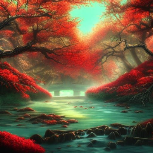 High Gothic Japanese Fantasy: Crimson Sakura Forest