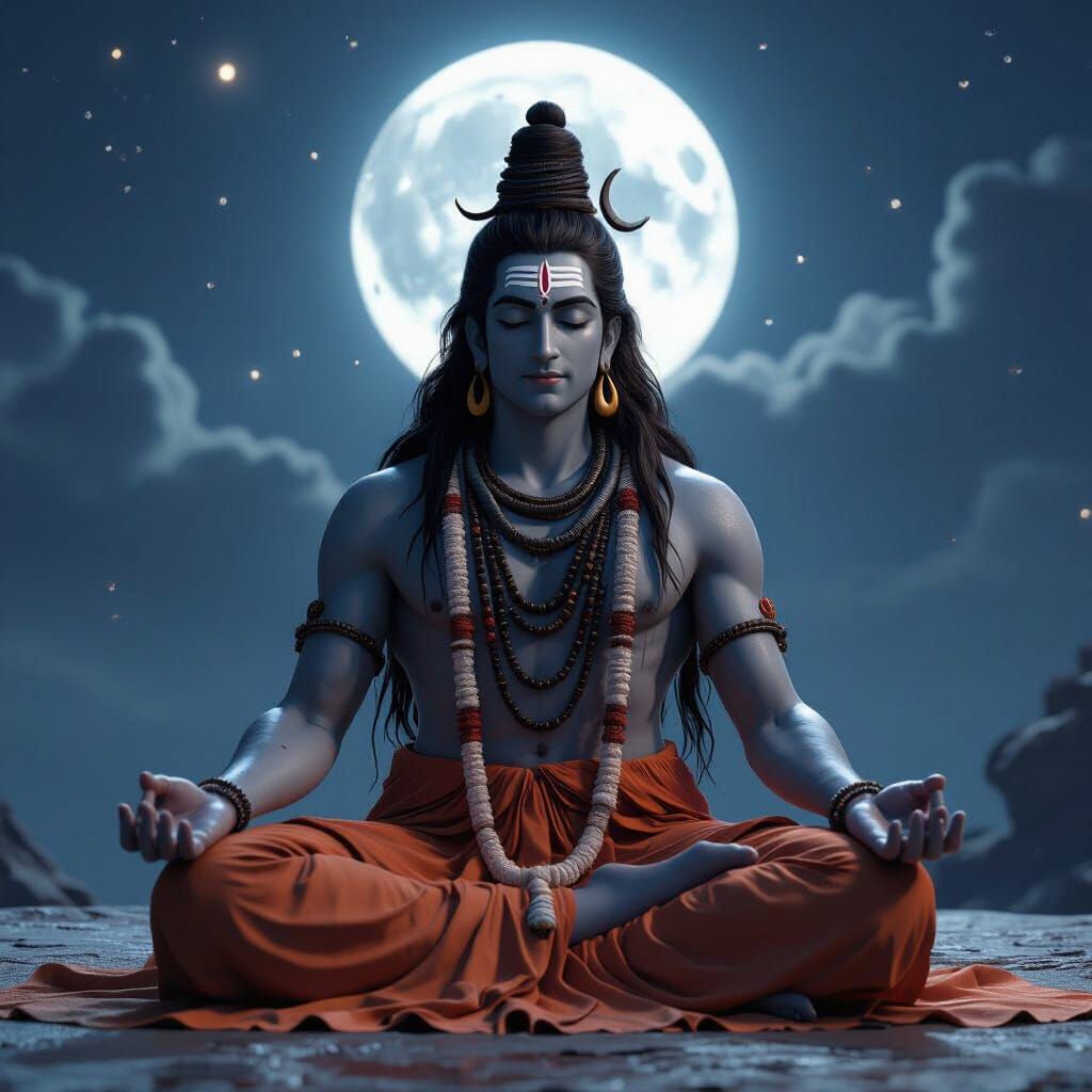 Lord Shiva Meditating: Hyper-Realistic 3D Render