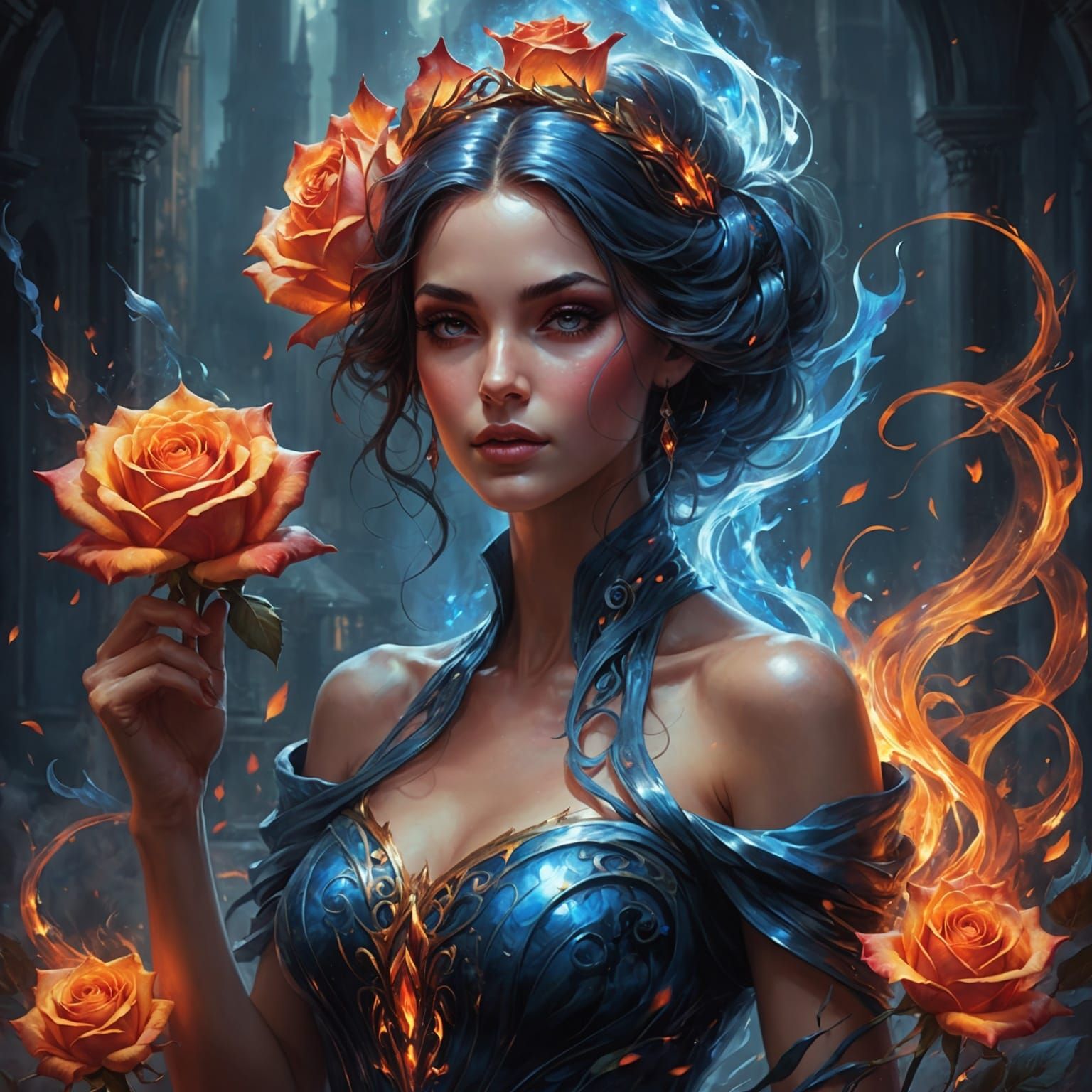 Fiery Rose: A Fantasy Art Concept