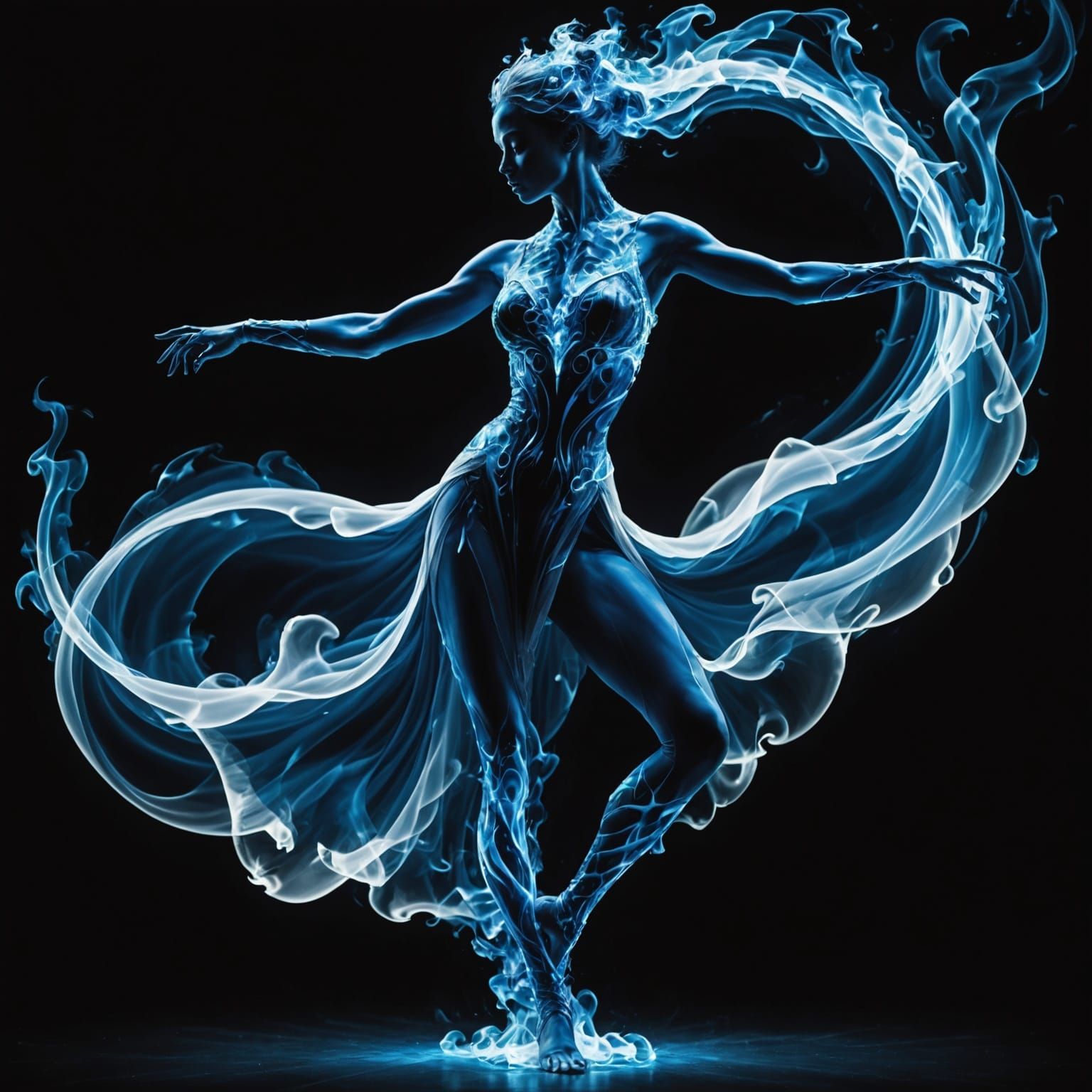 Abstract Blue Flame Dancer: A Mesmerizing Visual