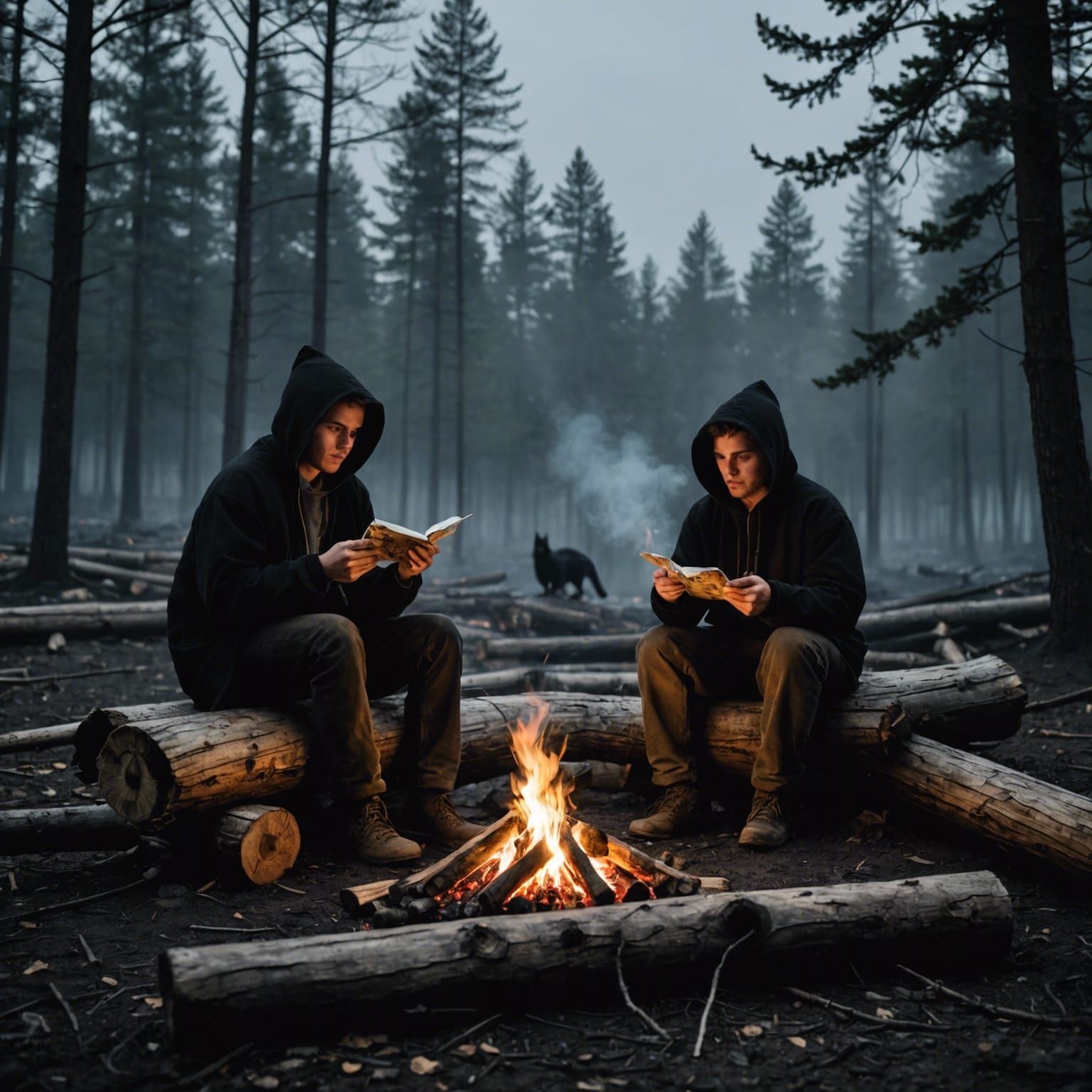 Friends Roasting Burritos by Campfire at Twilight