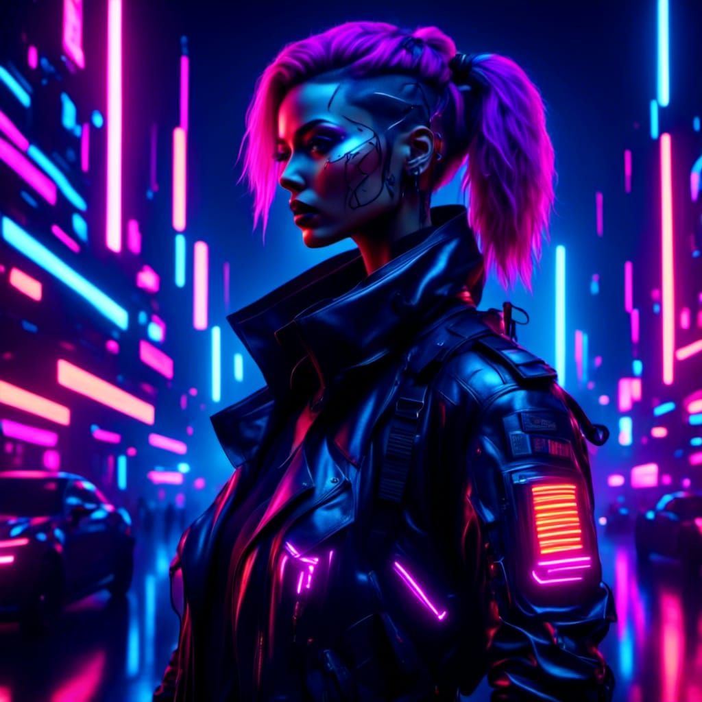 Cyberpunk female cop