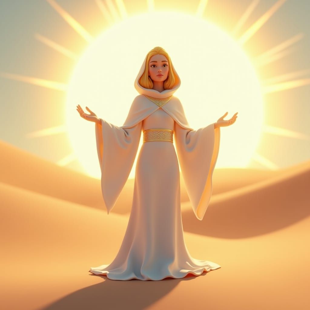 Desert Priestess in Radiant 3D Rendered Style