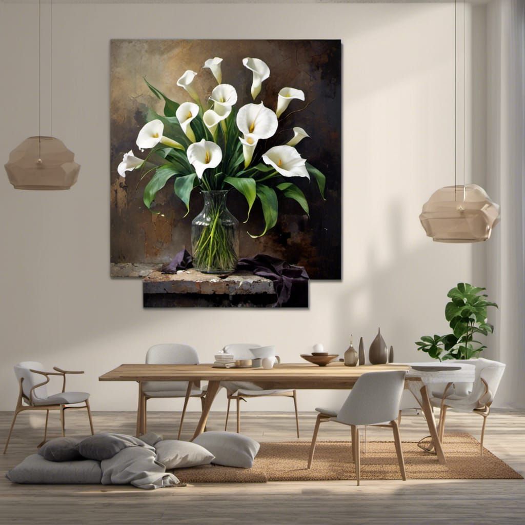 Calla Lily Bouquet in Grungy Oil Painting Style