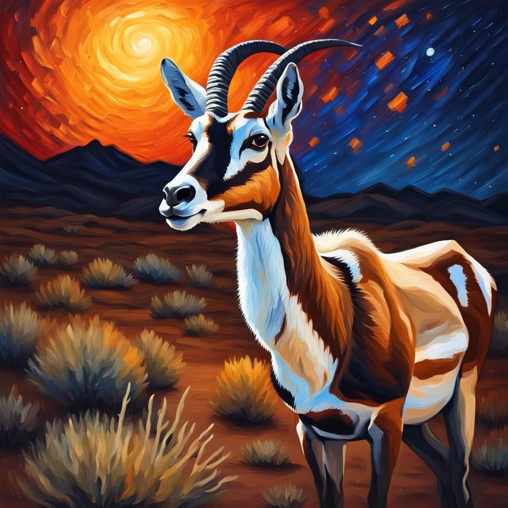 Antelope Portrait in Vivid Impasto Style