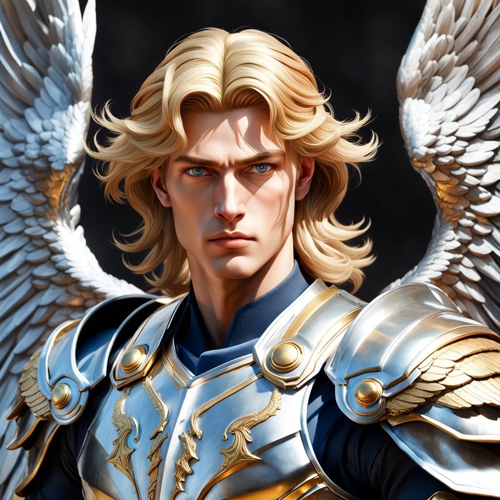 Archangel Michael in Celestial Armor: Digital Painting