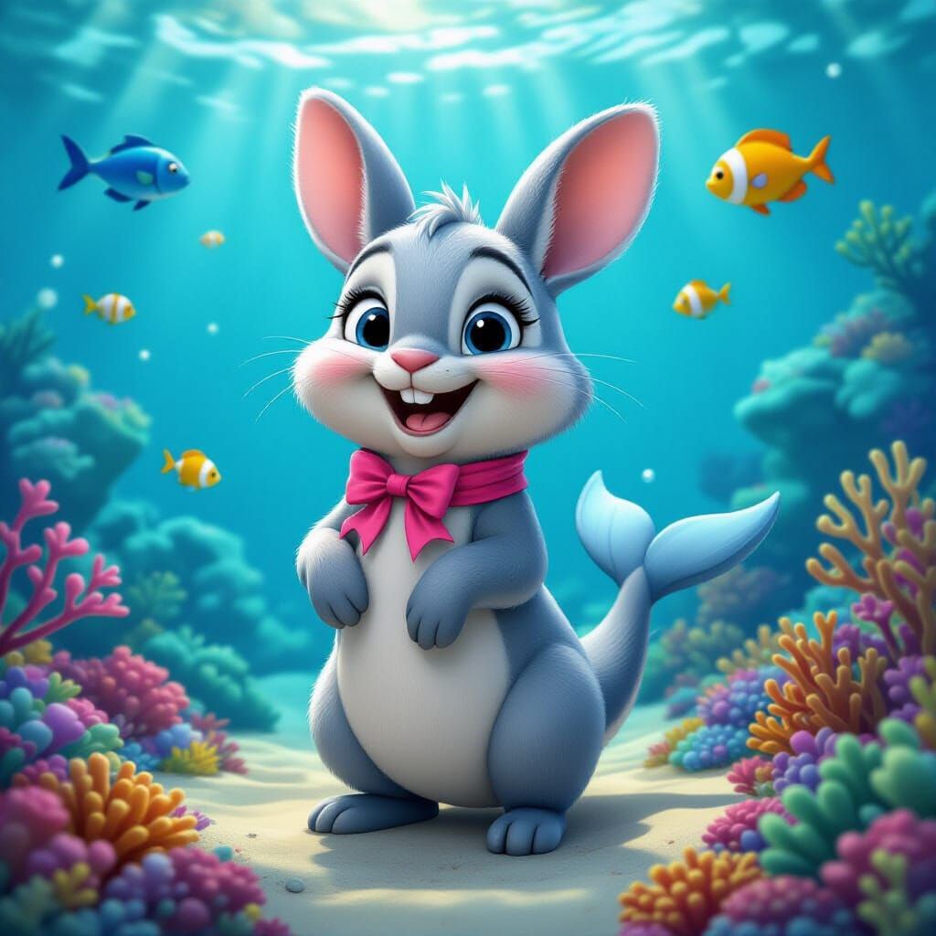 Playful Kangaroo in Dolphin Suit