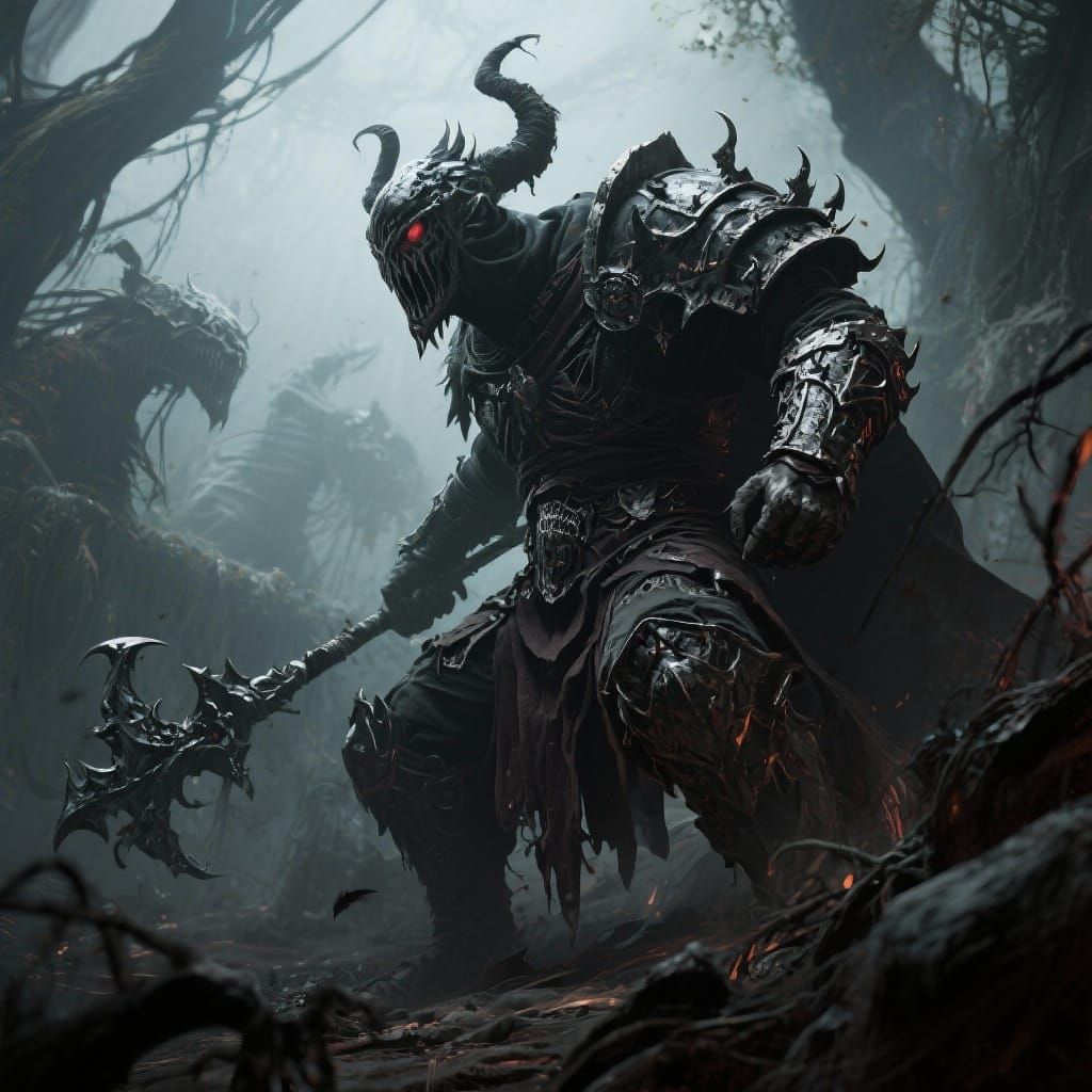 Dark and Moody Grimdark Scene in Tenebrism Style