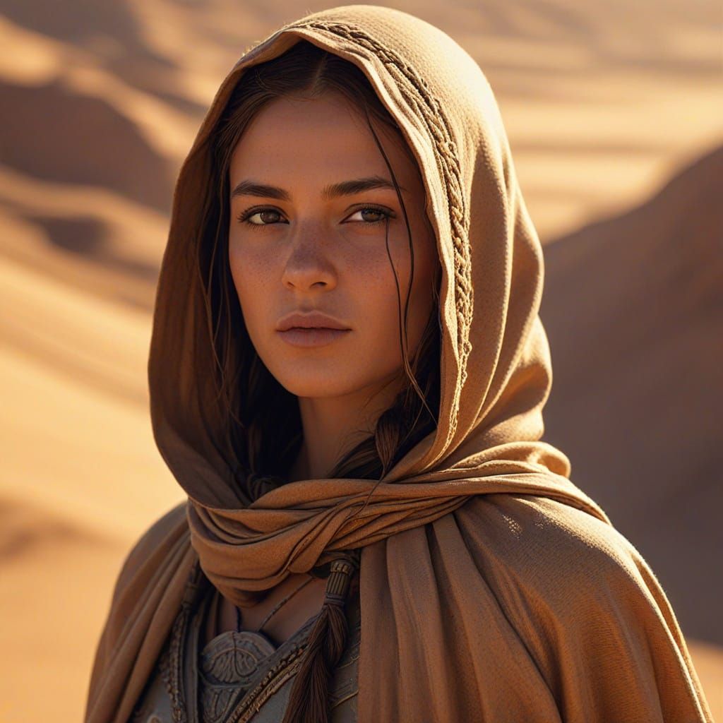 Fantasy Desert Warrior in Vibrant Oil Painting