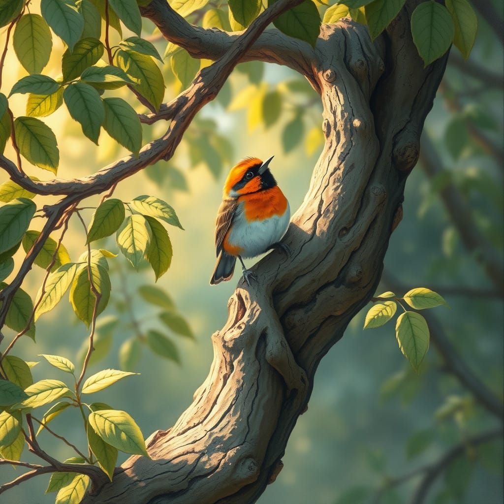 Enchanted Woodland Songbird in Whimsical Style