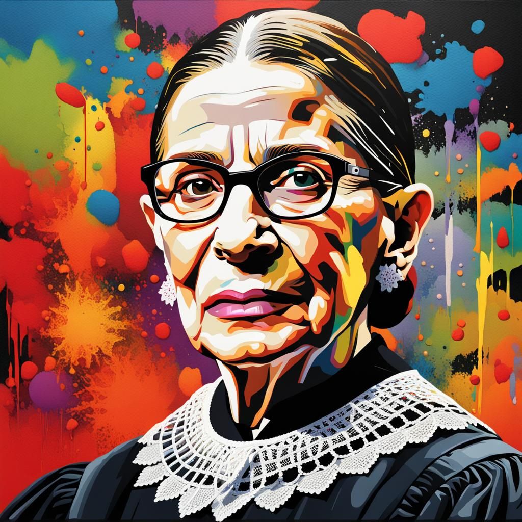 Ruth Bader Ginsberg Portrait in Graffiti Art Style