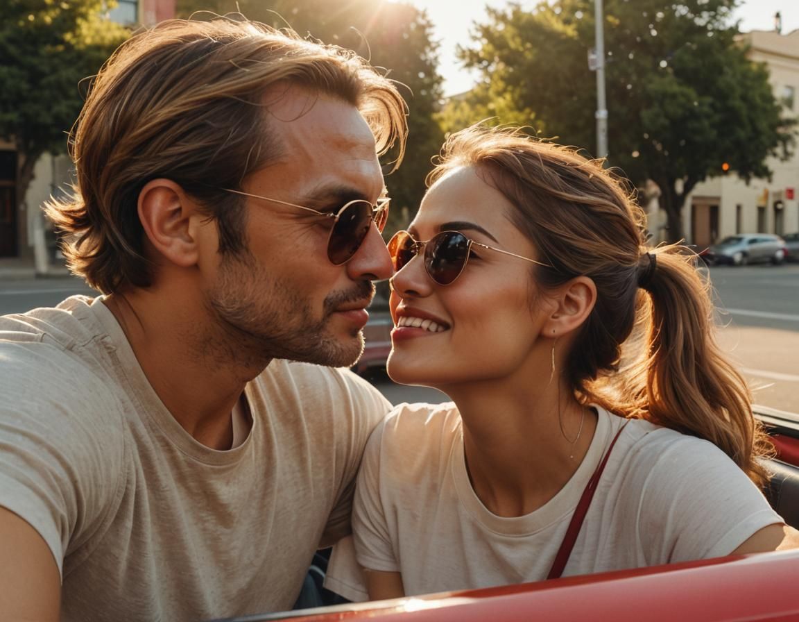 Eiza Gonzalez Kissing Man in Car: Film Still