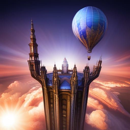 STEAMPUNK HOT AIR BALLOON FUTURISTIC