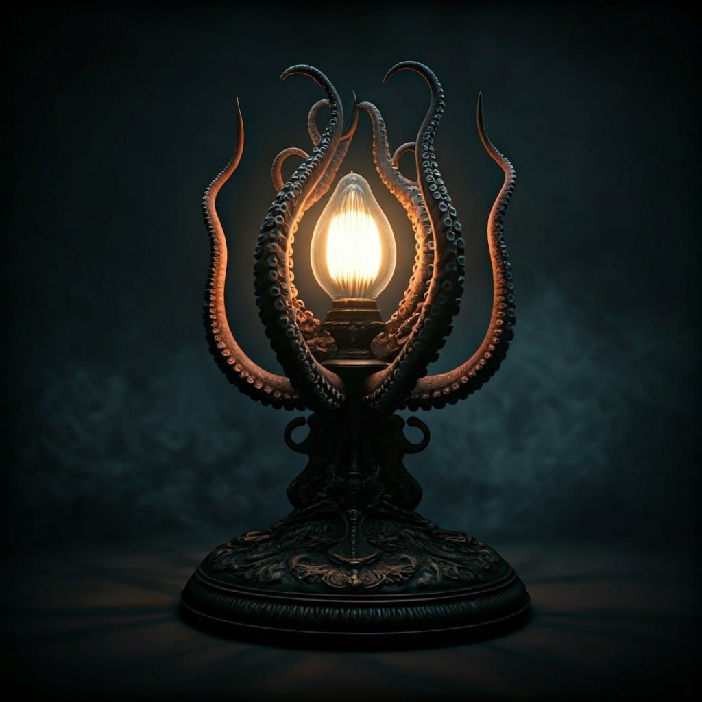 Ornate Tentacle Lamp in Hyperrealistic Detail