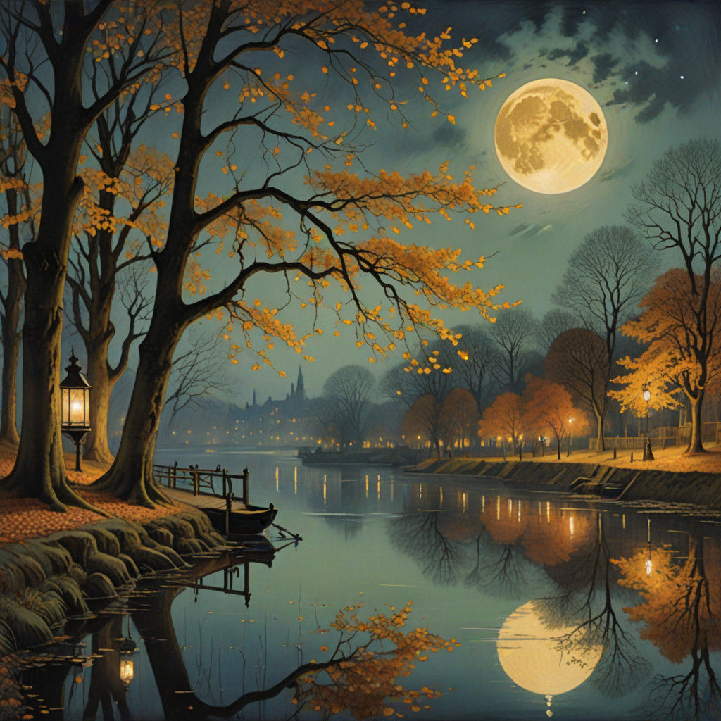 Whimsical Watercolor Painting of a Golden Foliage Tree