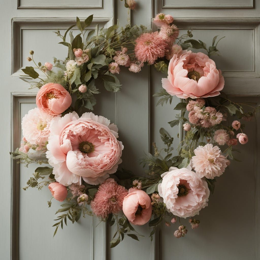 Romantic Floral Wreath in Whimsical Style