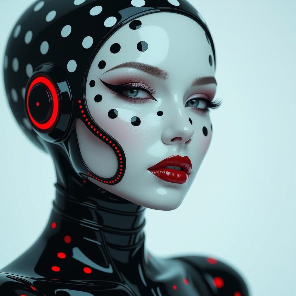 Futuristic Polka Dot Woman in Avant-Garde Style