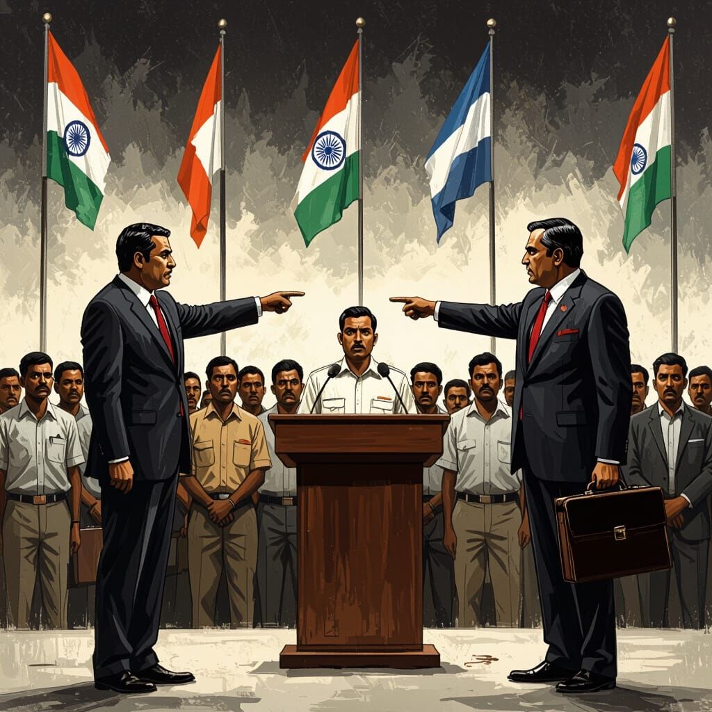 Politicians Accuse Migrant Workers: Digital Art Illustration