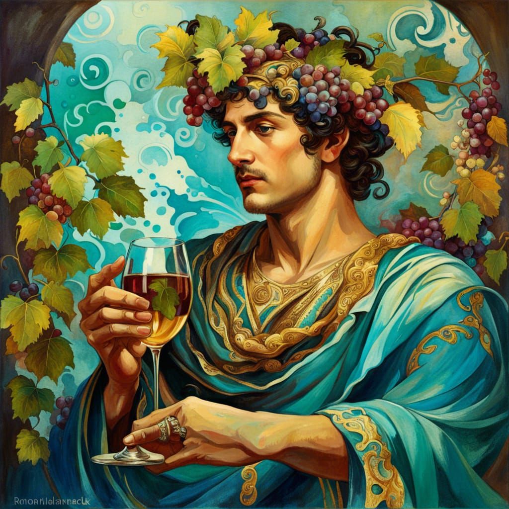 Dionysus in Rococo Symbolist Painting Style