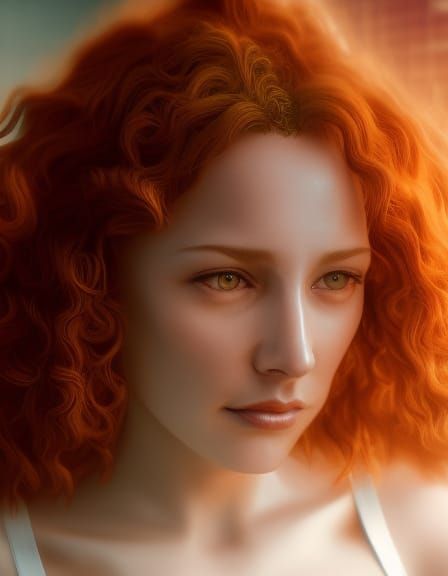 Cyberpunk Woman with Ginger Hair Portrait