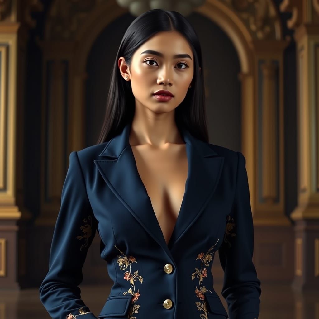 Elegant Thai Woman Portrait in Photo-Realistic Style