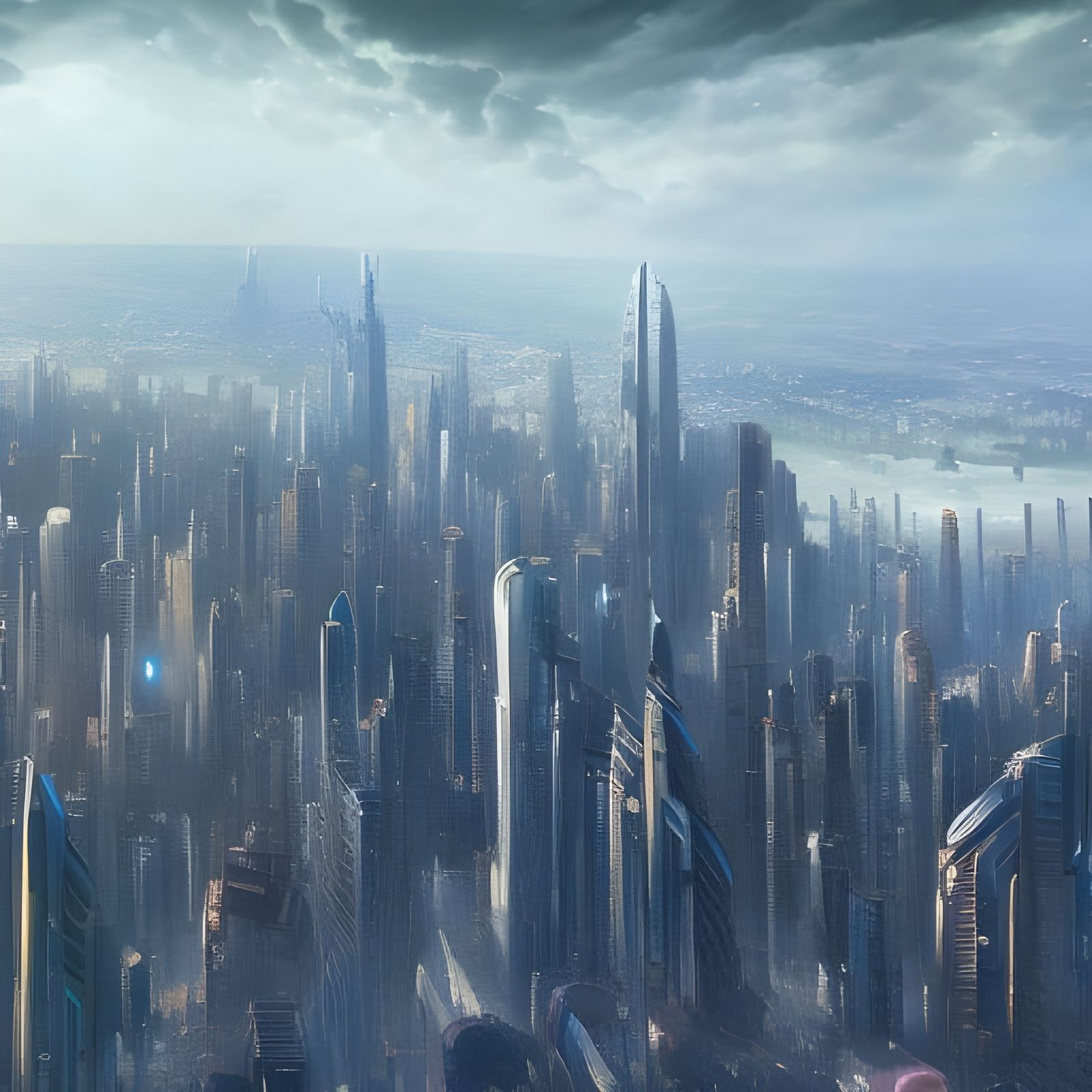 Skyscraper Cityscape in Detailed Matte Painting