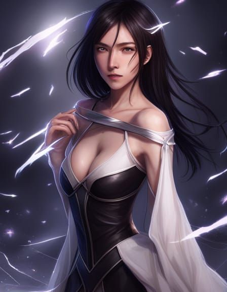 Lightning-Clad Woman Portrait in Detailed Concept Art