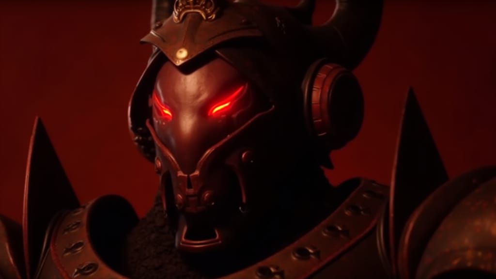 Heavily Armored Warrior with Ominous Futuristic Design