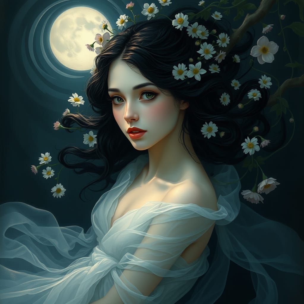 Dreamy Portrait of a Young Woman in Enchanted Water
