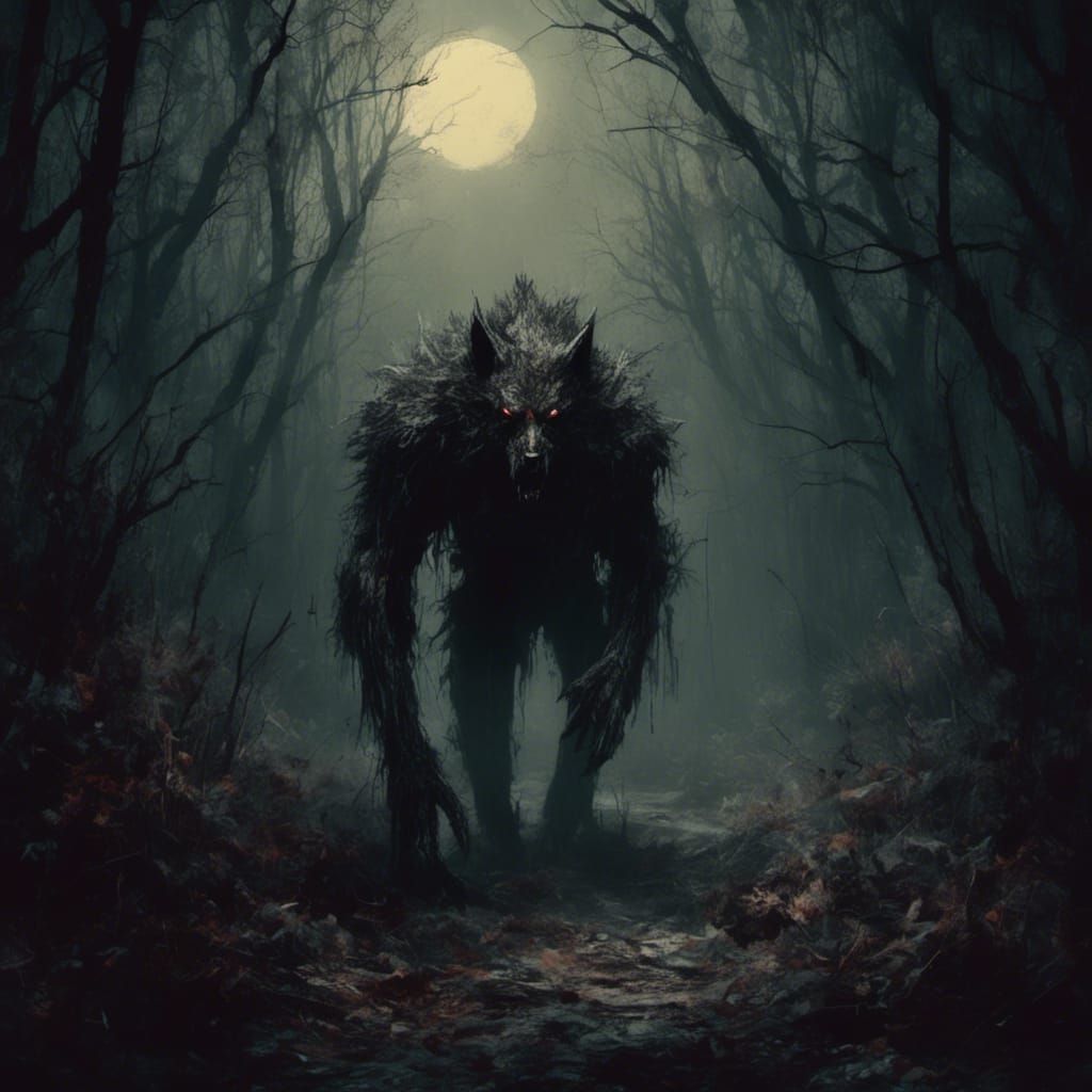 Moonlit Werewolf in Macabre Forest