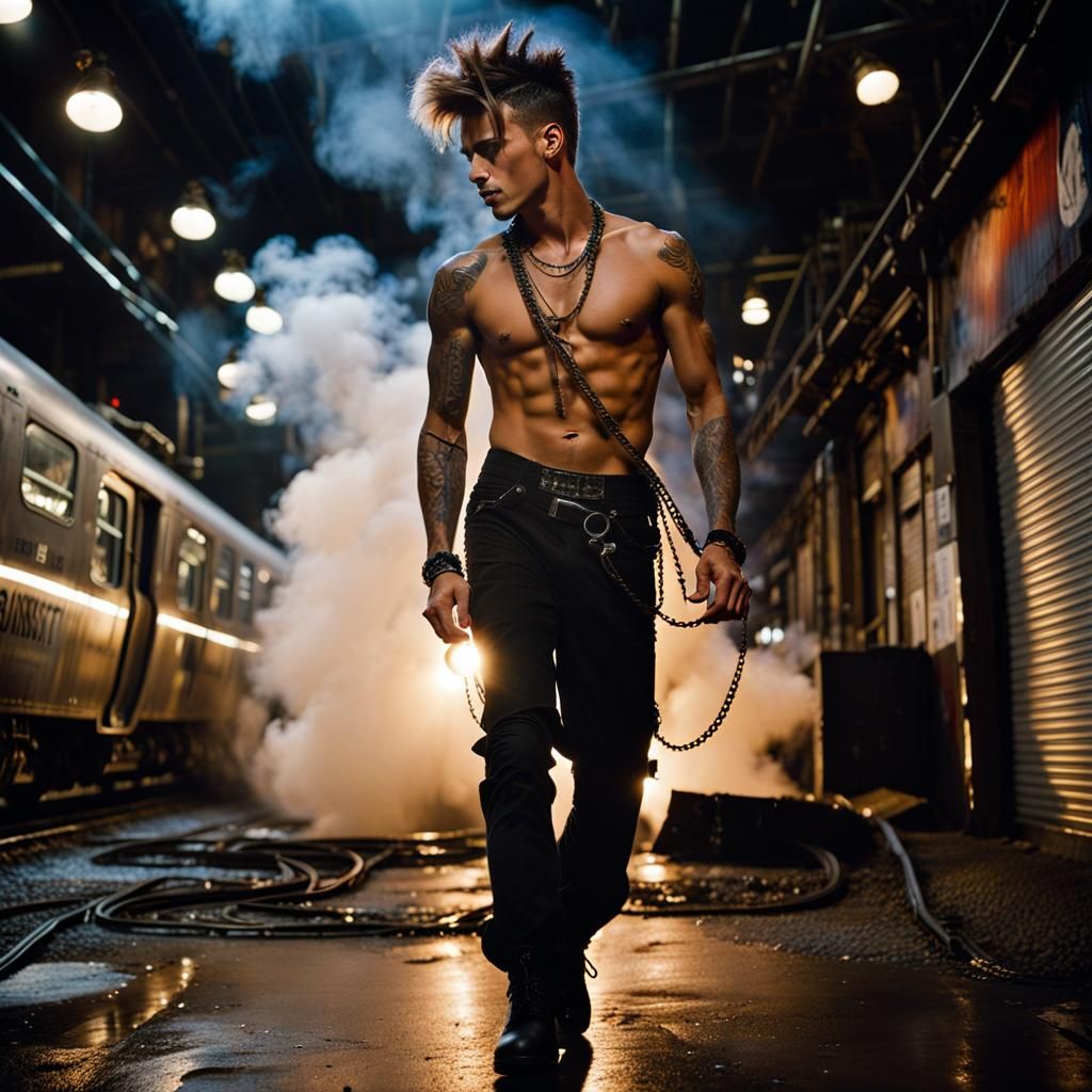 Dystopian Punk Fashion in New York Night