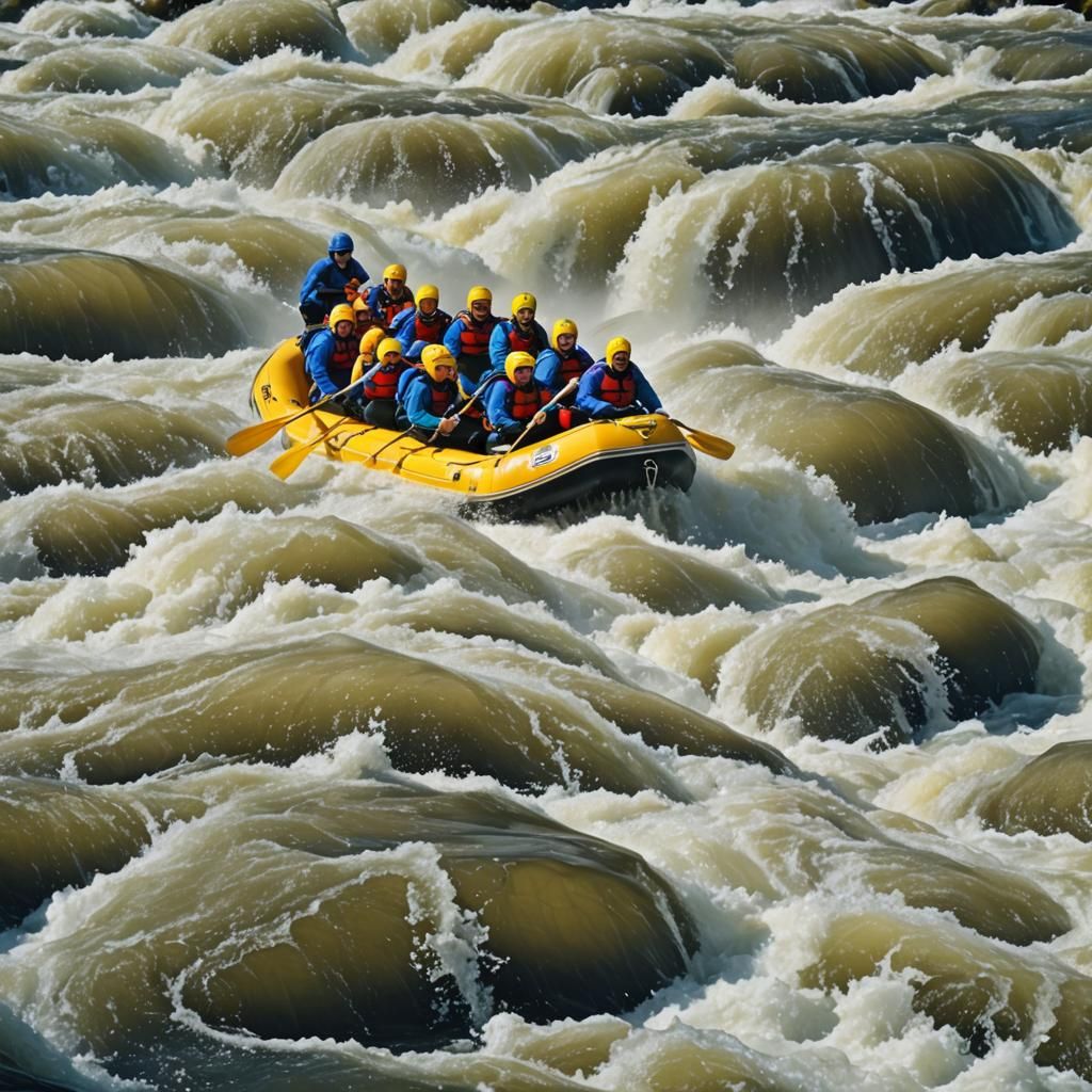 Alaskan White Water Rafting Adventure on a Sunny Day
