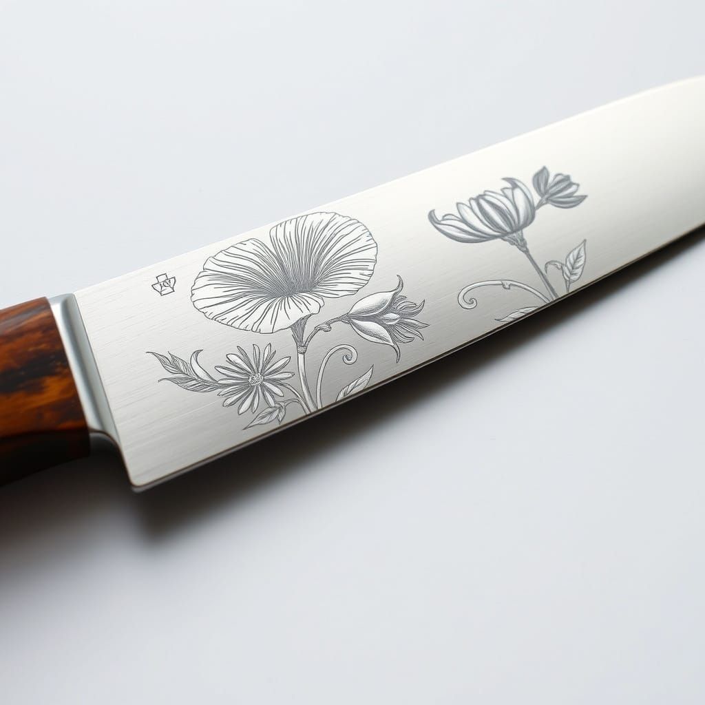 Vintage-Inspired Chef's Knife with Intricate Engraved Sweet ...