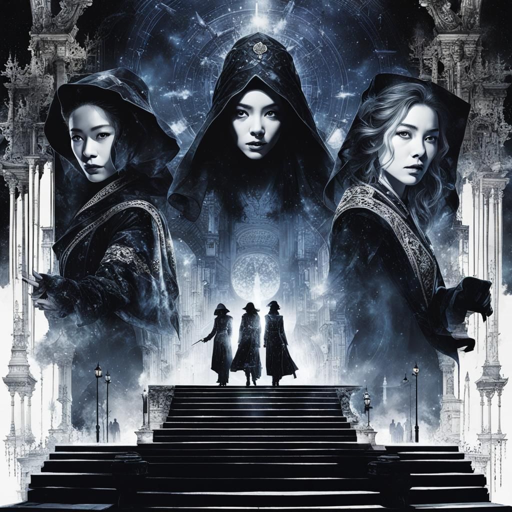 Mysterious Women Casting Spell in Dark Theatre