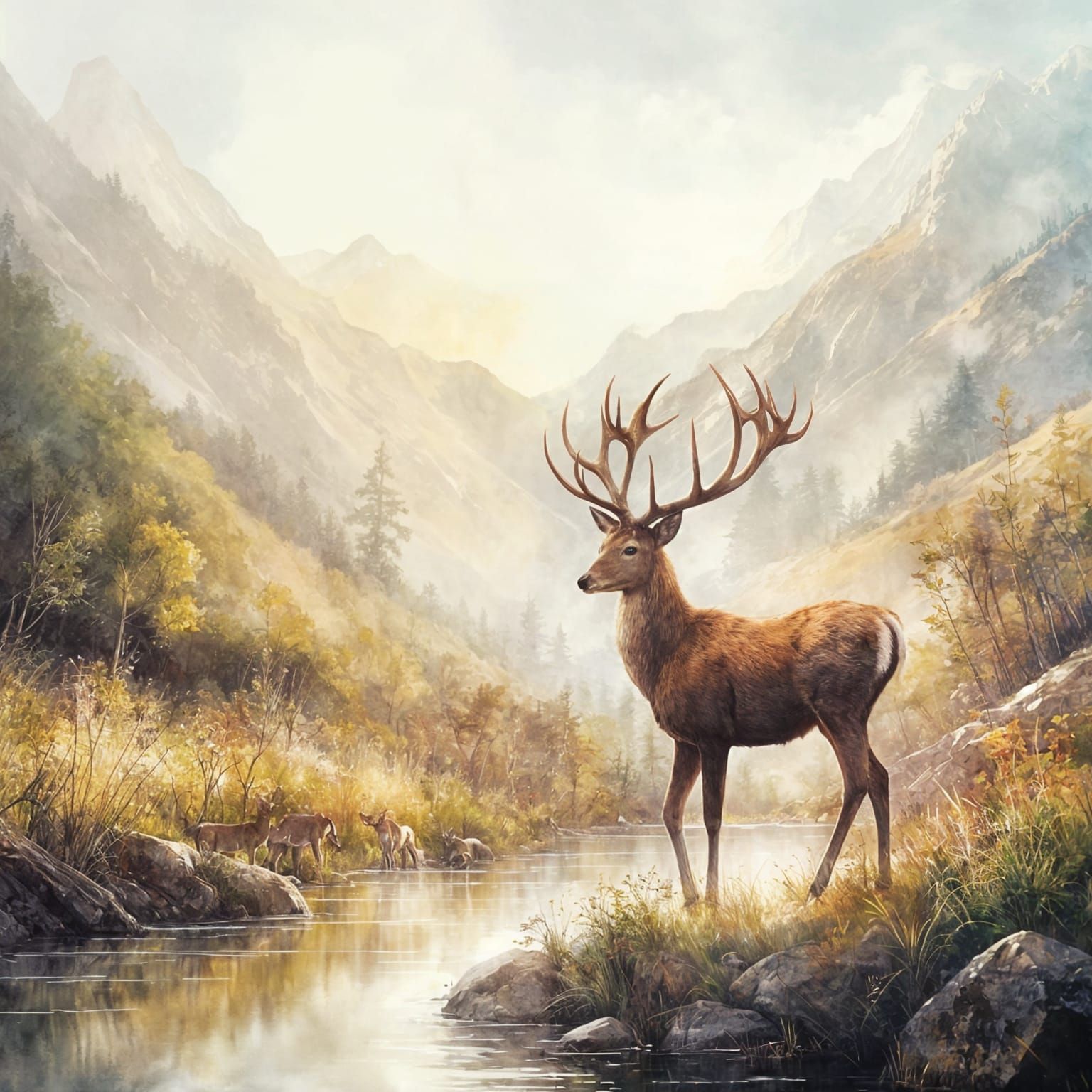 Ethereal Buck in Golden Mountain Light