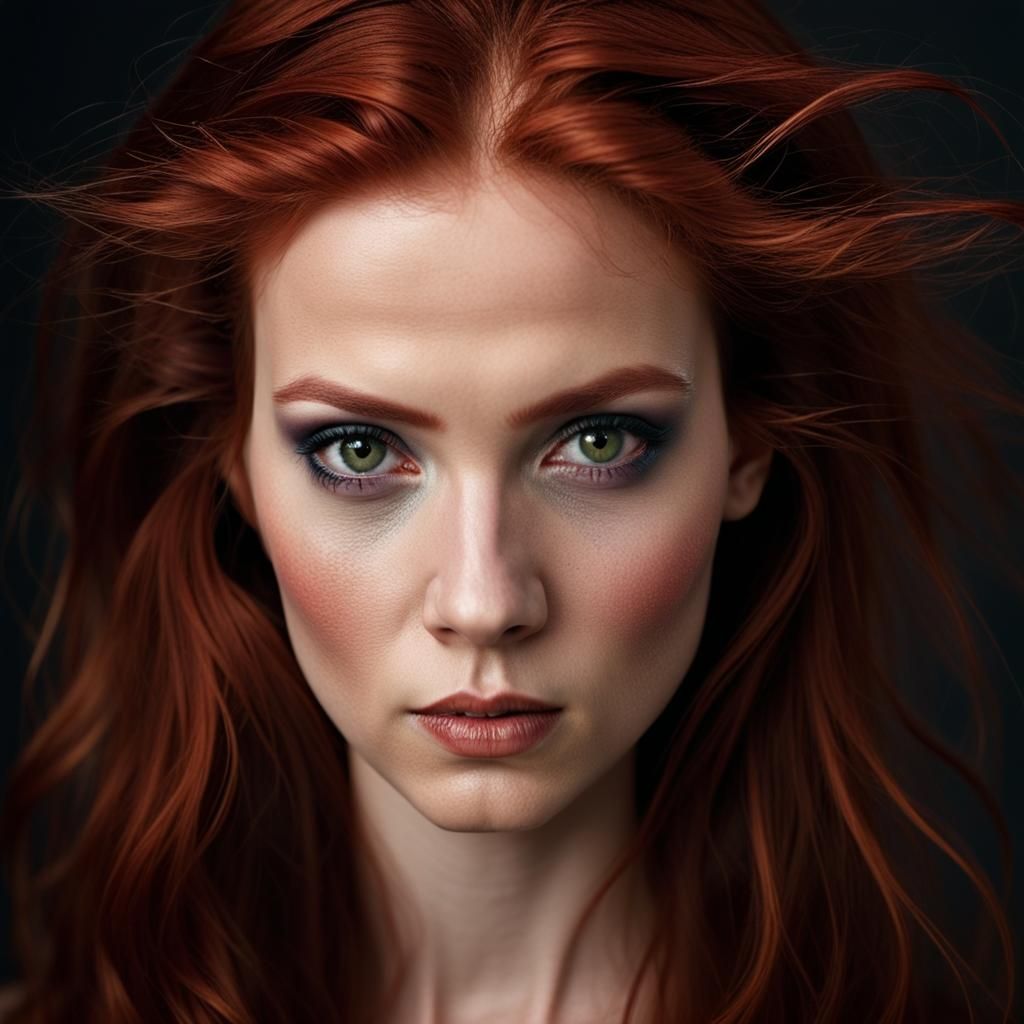 Striking Portrait of a Young Woman with Red Hair