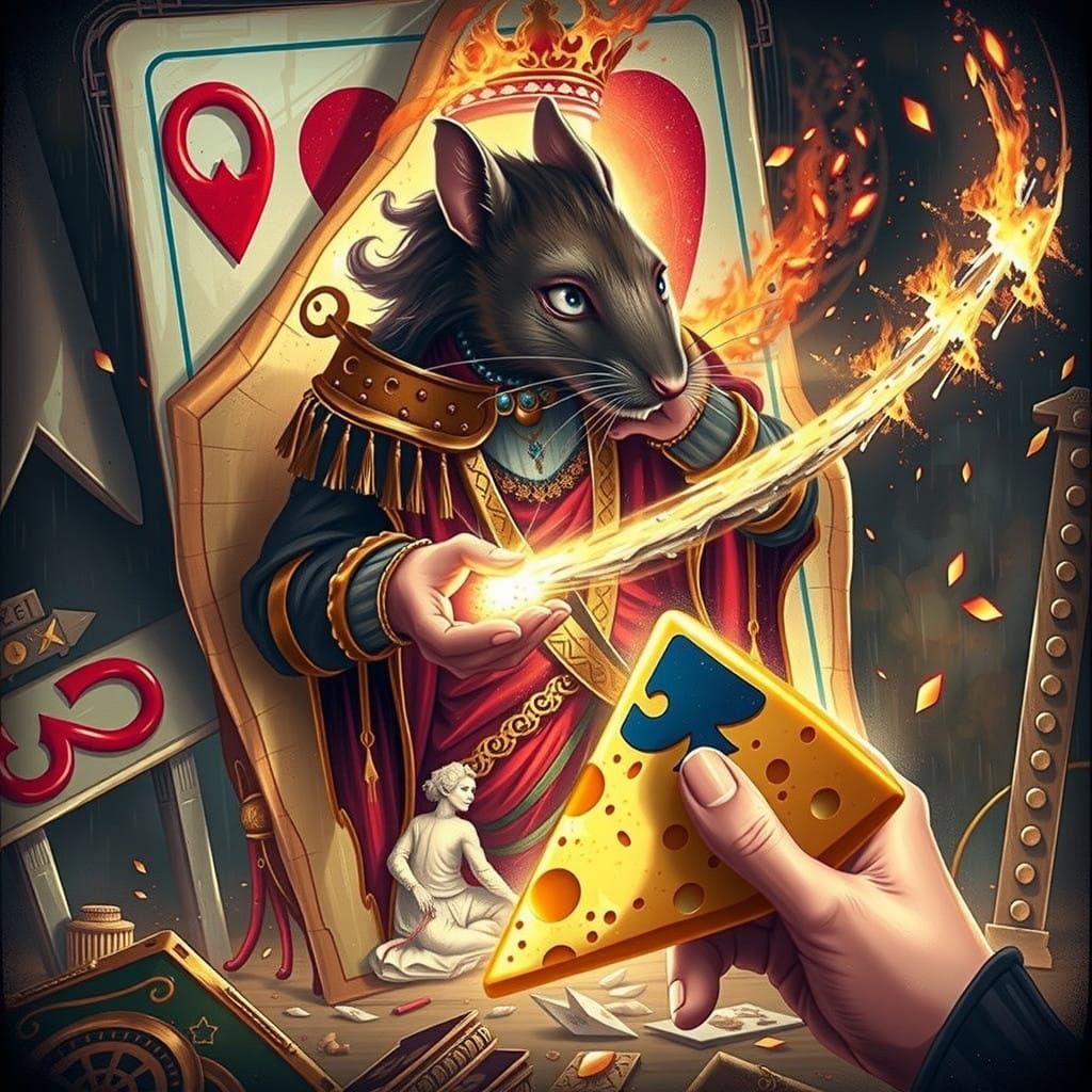A Royal Mouse Seeks Victory in a Gilded Matte Painting