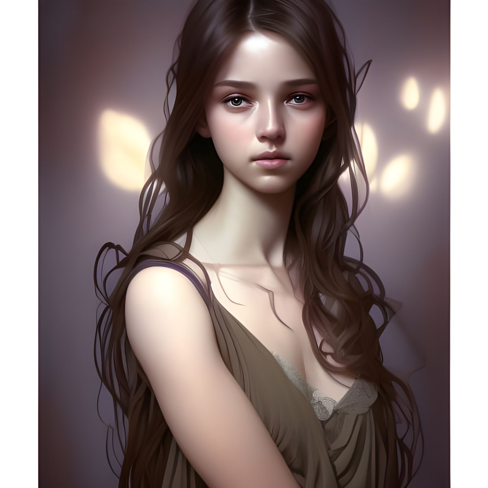 Beautiful Young Woman Portrait in Hyperdetailed Style
