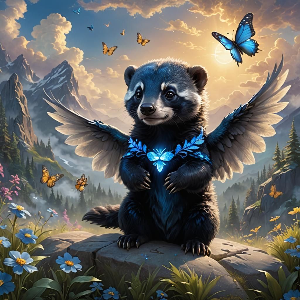 Adorable baby honey badger fairy