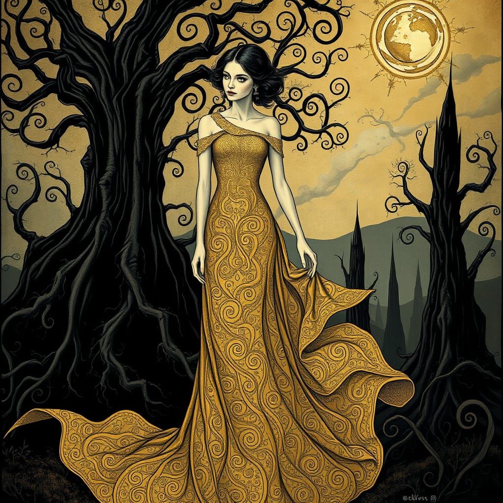 Ethereal Goddess in Golden Splendor